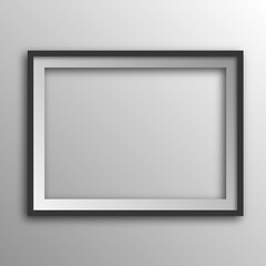 Square picture frame with shadow. 3D picture frame solated.