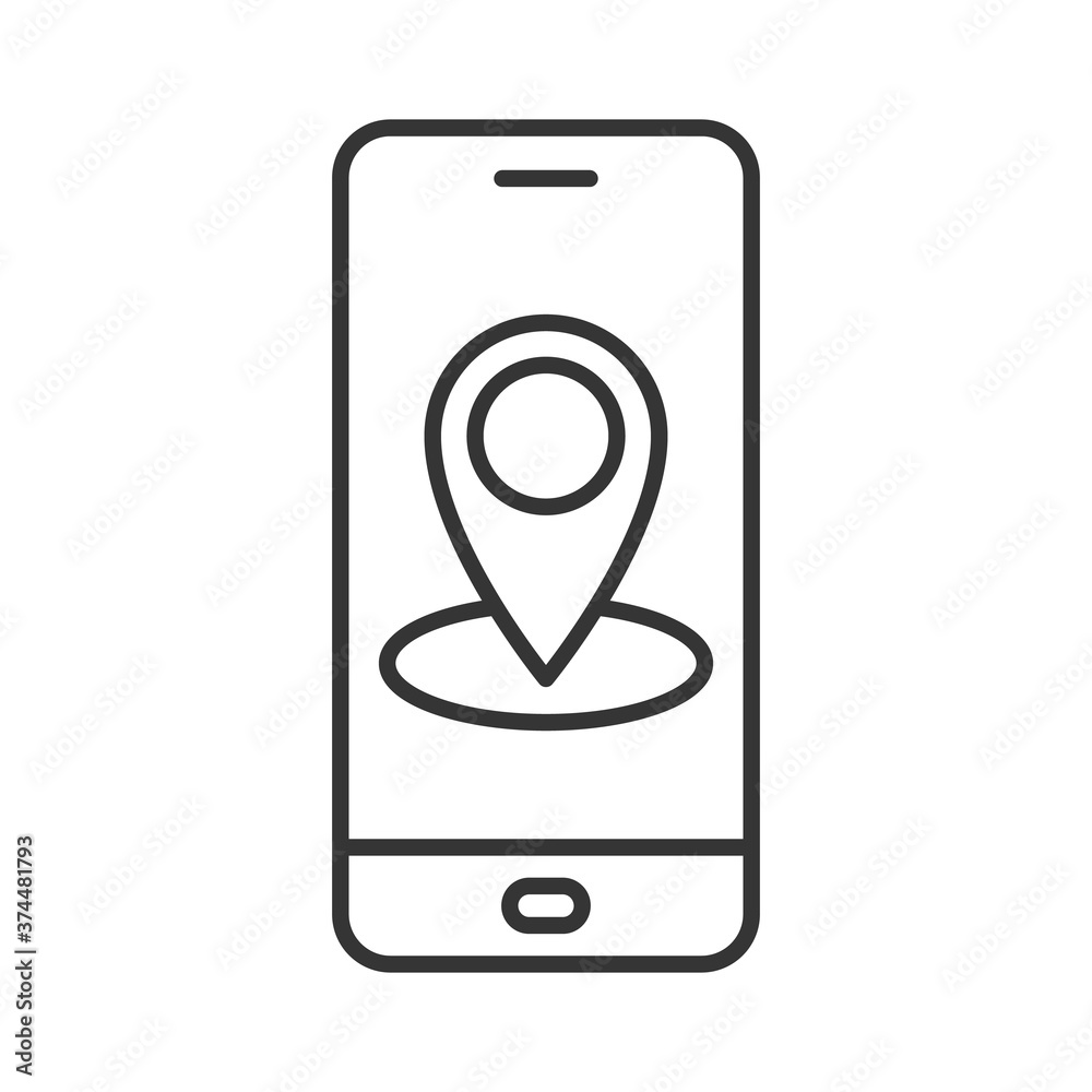 Wall mural mobile gps icon. smartphone with map pin icon. navigation application