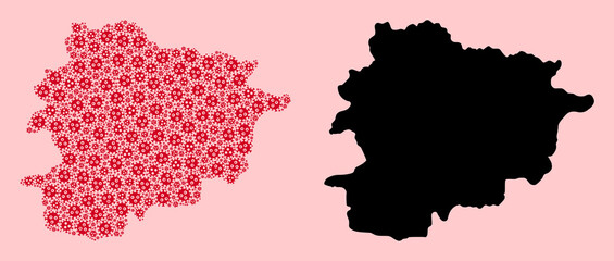 Vector Mosaic Map of Andorra of Coronavirus Parts and Solid Map