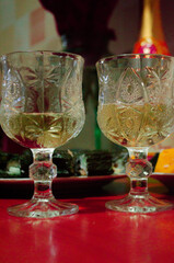 art wine glasses on the table