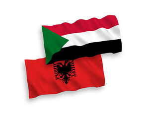 Flags of Albania and Sudan on a white background