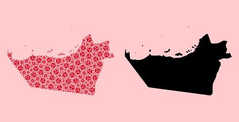 Vector Collage Map of Abu Dhabi Emirate of Flu Virus Icons and Solid Map