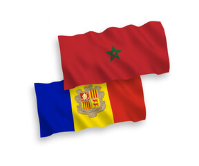 Flags of Andorra and Morocco on a white background