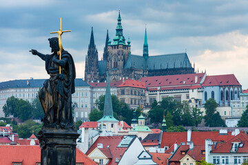 Prague Castle from Charles Bridge, Prague, Czech Republic, Europe