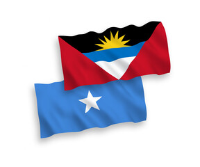Flags of Antigua and Barbuda and Somalia on a white background