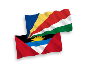 Flags of Antigua and Barbuda and Seychelles on a white background