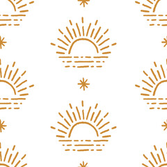 Abstract seamless vector pattern with hand drawn solar elements