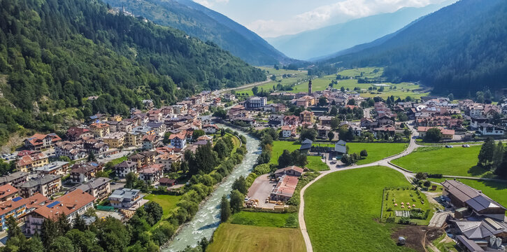 Pellizzano village situated at 925 m a.s.l. n the heart of an amazing natural landscape of Sole Valley, Trentino Alto Adige, northern Italy