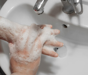 Detailed hand washing gestures to protect against coronavirus and disinfect
