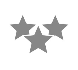 Three stars, customer review gray icon. Rating, add to favorites, feedback symbol