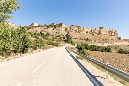paved road surrounding Rello village, province of Soria, Castilla y Leon, Spain