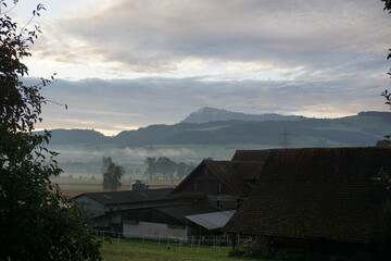 Sunrise at Swiss countryside