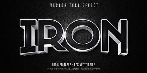Fototapeta Iron text, metallic silver style editable text effect obraz