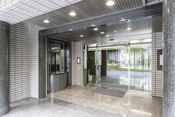 The entrance hall of a modern office building