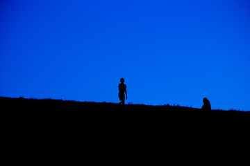 Fototapeta premium Silhouette of a group of people against the sky