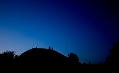 Naklejka premium Silhouette of a group of people against the sky