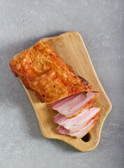 Smocked meat with fat, sliced