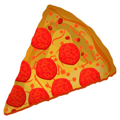 Pizza slice triangle and sausages vector isolated.