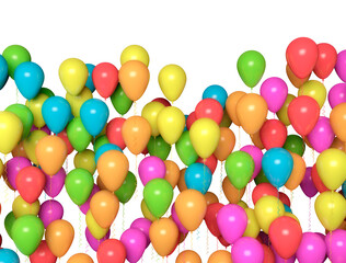 Multi color balloons isolated on white. 3D render