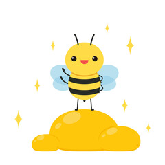 Bee character design.  bee on white background.