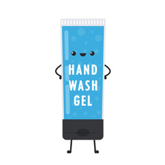 Alcohol gel character. Hand wash gel and hand. Hand wash gel character. Hand vector.