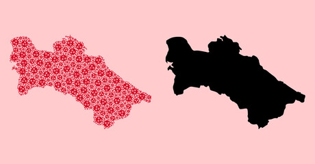 Obraz premium Vector Collage Map of Turkmenistan of SARS Virus Parts and Solid Map