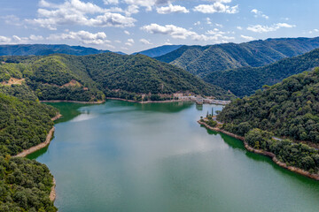The view of the dam of the Sau Reservoir, in the Ter River, in the Province of Girona, Spain