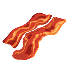 Slices of delicious bacon without background Vector