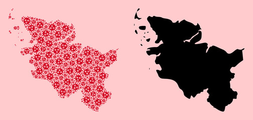 Vector Collage Map of Schleswig-Holstein State of Flu Virus Icons and Solid Map