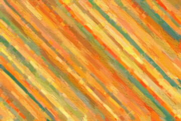 Orange, yellow and green lines bristle brush oil paint background, digitally created.