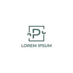 Sign the letter P Brand Identity natural logo design vector template