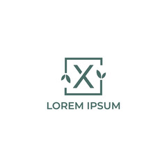 Naklejka premium Sign the letter X Brand Identity natural logo design vector template