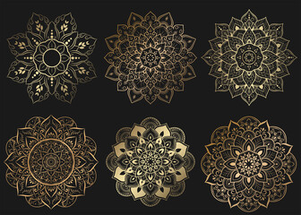 Set of mandala with floral ornament pattern,Vector mandala relaxation patterns unique design with nature style, Hand drawn pattern,Mandala template for page decoration cards, book, logos