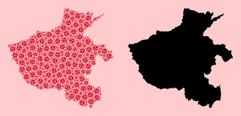 Vector Mosaic Map of Henan Province of Pandemic Virus Icons and Solid Map