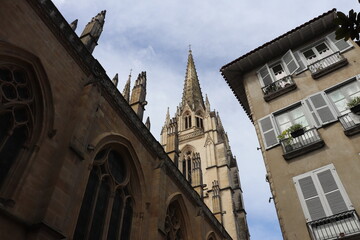 Fototapeta premium la cathédrale de Bayonne, style gothique, vue de l'extérieur, ville de Bayonne, département des Pyrénées Atlantiques, France