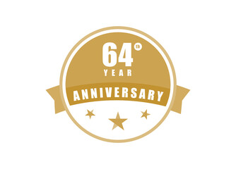 64 years anniversary Elegant badge design 