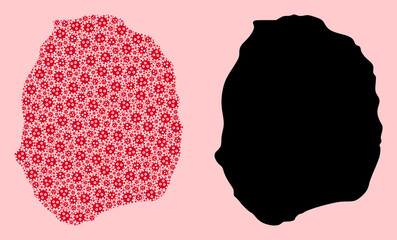 Vector Collage Map of Nevis Island of SARS Virus Particles and Solid Map