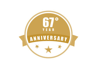 67 years anniversary Elegant badge design 