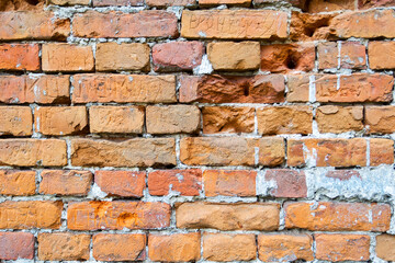 Grunge red brick wall background with copy space