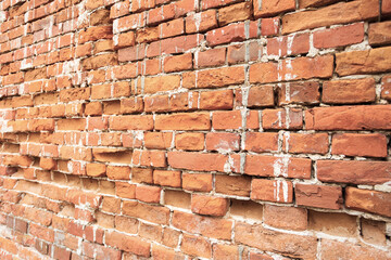 Grunge red brick wall background with copy space