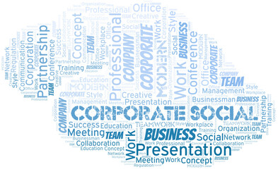 Corporate Social vector word cloud, made with text only.