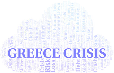 Obraz premium Greece Crisis word cloud create with text only.