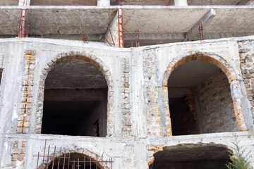 Windows of house under construction close-up