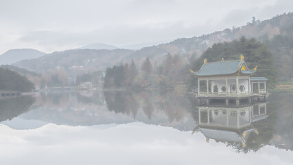 Fototapeta premium Beautiful Mountain Lu geopark landscapes in late autumn, Jiujiang, Jiangxi, China
