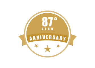 87 years anniversary, 87 years anniversary logo template.