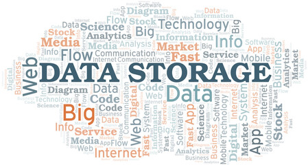 Fototapeta premium Data Storage vector word cloud, made with text only.