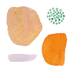 Abstract modern watercolor brush. Colorful watercolor Illustration isolated on white background. Wedding card. Minimal business card, poster, logo.