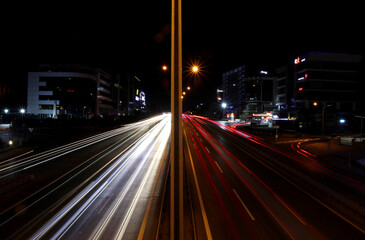 Fototapeta na wymiar Long time exposure of an inner-city highway in Istanbul, Turkey