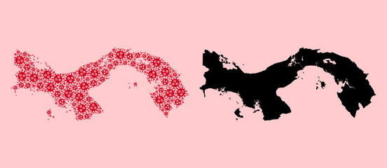 Vector Mosaic Map of Panama of SARS Virus Items and Solid Map