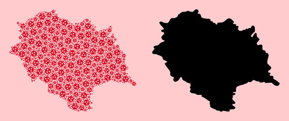 Obraz premium Vector Collage Map of Himachal Pradesh State of SARS Virus Icons and Solid Map